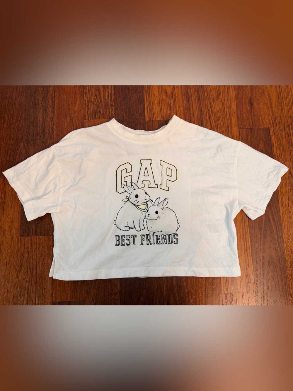 Girl’s GAP Kids White 'Best Friends' Bunny Cropped Graphic Tee Size Small